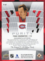 2021-22 Upper Deck Sp Game Used Purity 1/25 P-47 Auto Yvan Cournoyer /25