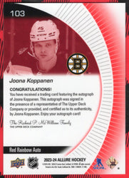 2023-24 Upper Deck Allure Red Rainbow Auto #103 Rookie Rc Auto Joona Koppanen