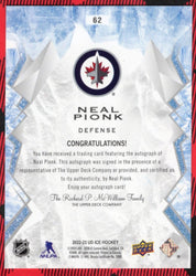 2022-23 Upper Deck Ud Ice Hockey Snowflake #62 Auto Neal Pionk