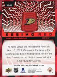 2023-24 Upper Deck Extended Seeing Red Sr-62 Rookie Rc Leo Carlsson