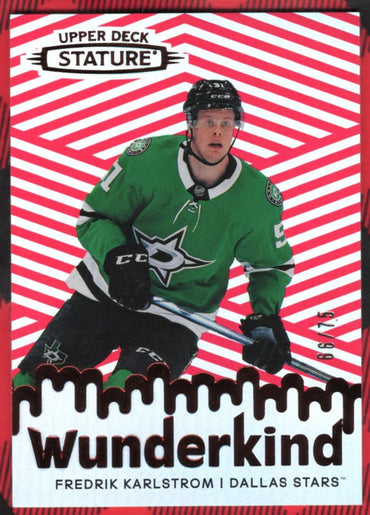 2022-23 Upper Deck Stature Wunderkind W-33 Rookie Rc Fredrik Karlstrom /75