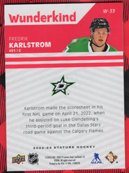 2022-23 Upper Deck Stature Wunderkind W-33 Rookie Rc Fredrik Karlstrom /75
