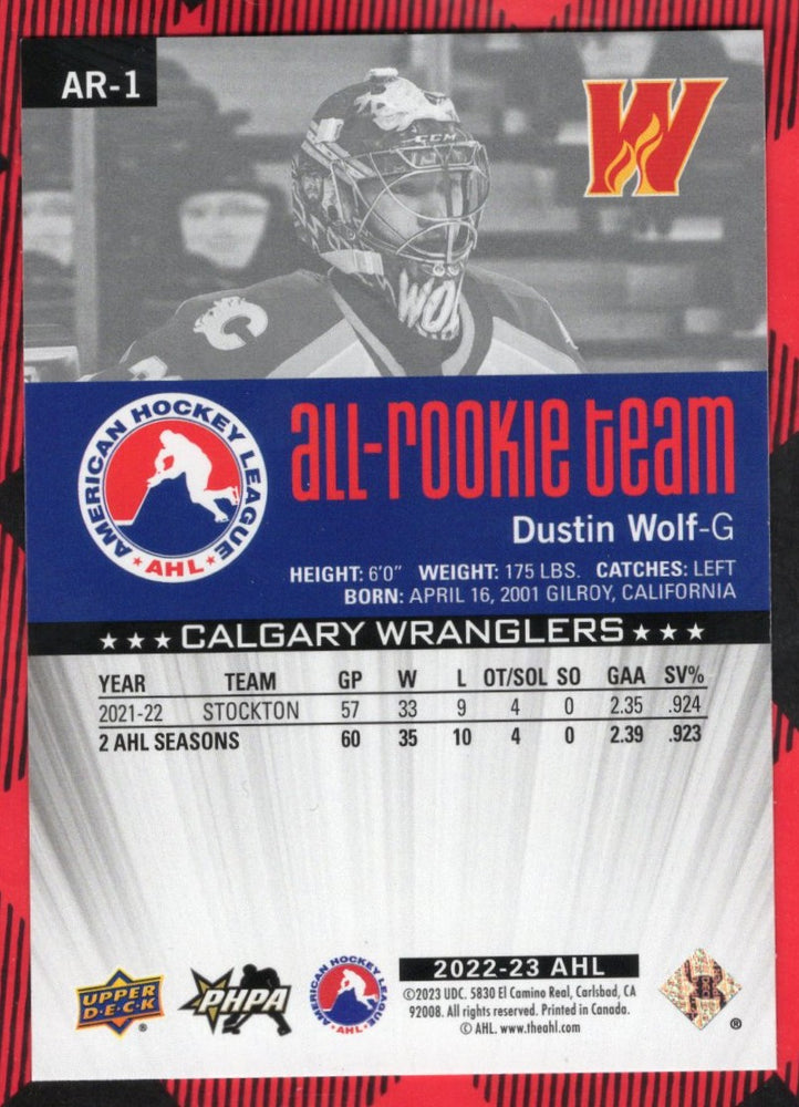 2022-23 Upper Deck Ahl All-Rookie Team Ar-1 Dustin Wolf