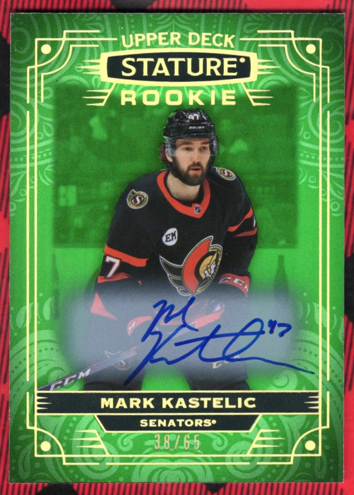 2022-23 Upper Deck Stature Green Auto #134 Rookie Rc Auto Mark Kastelic /65