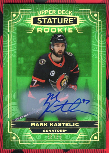 2022-23 Upper Deck Stature Green Auto #134 Rookie Rc Auto Mark Kastelic /65