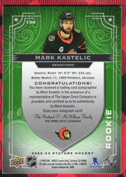 2022-23 Upper Deck Stature Green Auto #134 Rookie Rc Auto Mark Kastelic /65