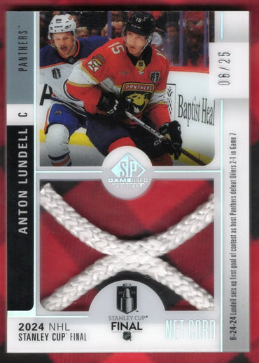 2024-25 Upper Deck Sp Game Used Hockey Stanley Cup Final Net Cord Scn-Al Anton Lundell /25
