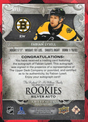 2024-25 Upper Deck Artifacts Rookies Silver Auto Xiii Rookie Rc Auto Fabian Lysell