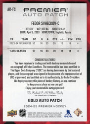 2024-25 Upper Deck Premier Hockey Premier Gold Auto Patch Ar-Fs Rookie Rc Auto Fedor Svheckov /65