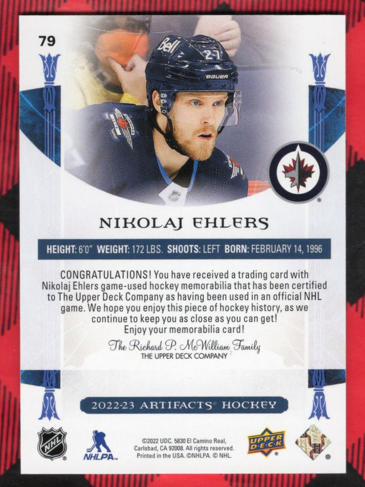 2022-23 Upper Deck Artifacts Dual Patch #79 Nikolaj Ehlers /249