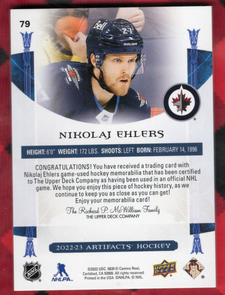2022-23 Upper Deck Artifacts Dual Patch /15 #79 Nikolaj Ehlers /15