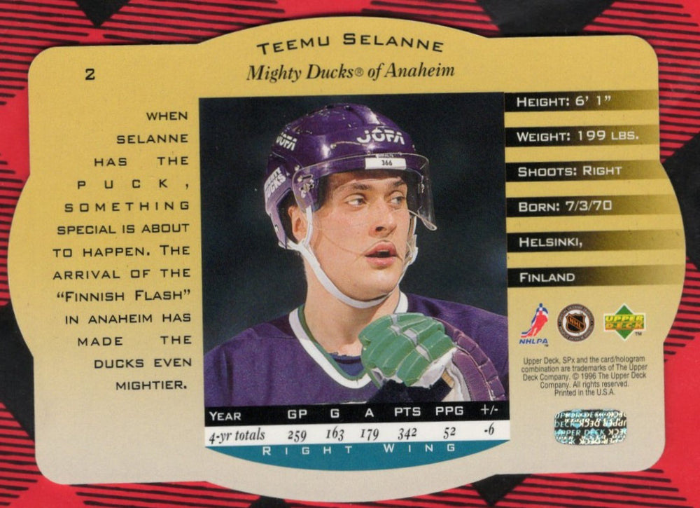 1996 Upper Deck Spx #2 Teemu Selanne