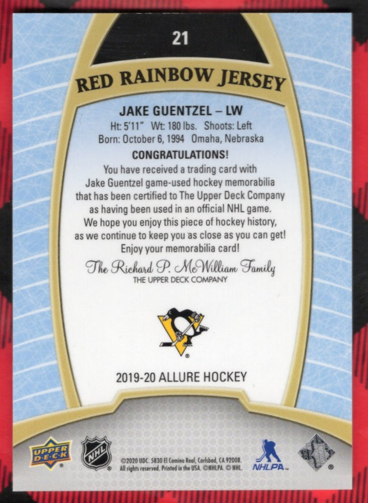 2019-20 Upper Deck Allure Red Rainbow Jersey #21 Jake Guentzel