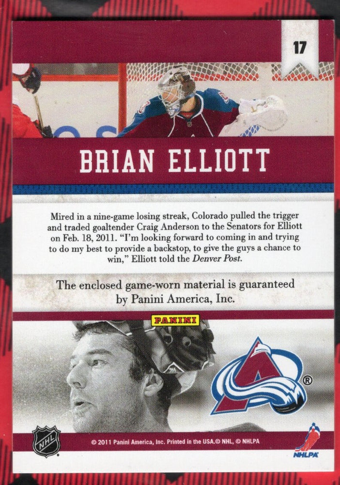 2010-11 Panini All Goalies Stopper Sweaters #17 Brain Elliott