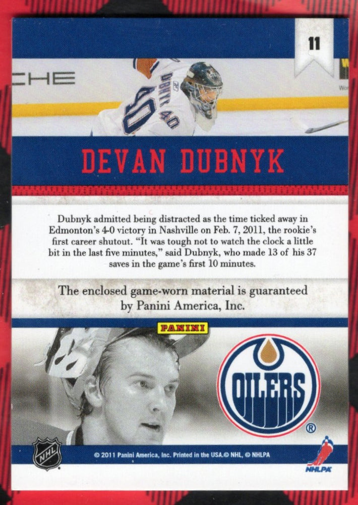 2010-11 Panini All Goalies Stopper Sweaters #11 Devan Dubnyk