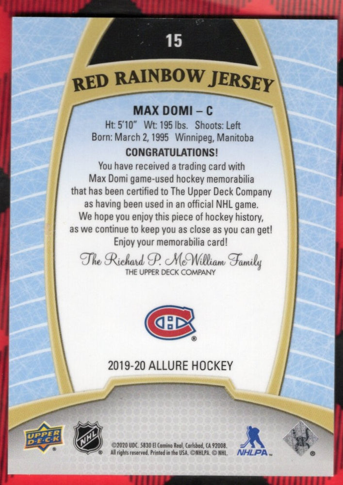 2019-20 Upper Deck Allure Red Rainbow Jersey #15 Max Domi