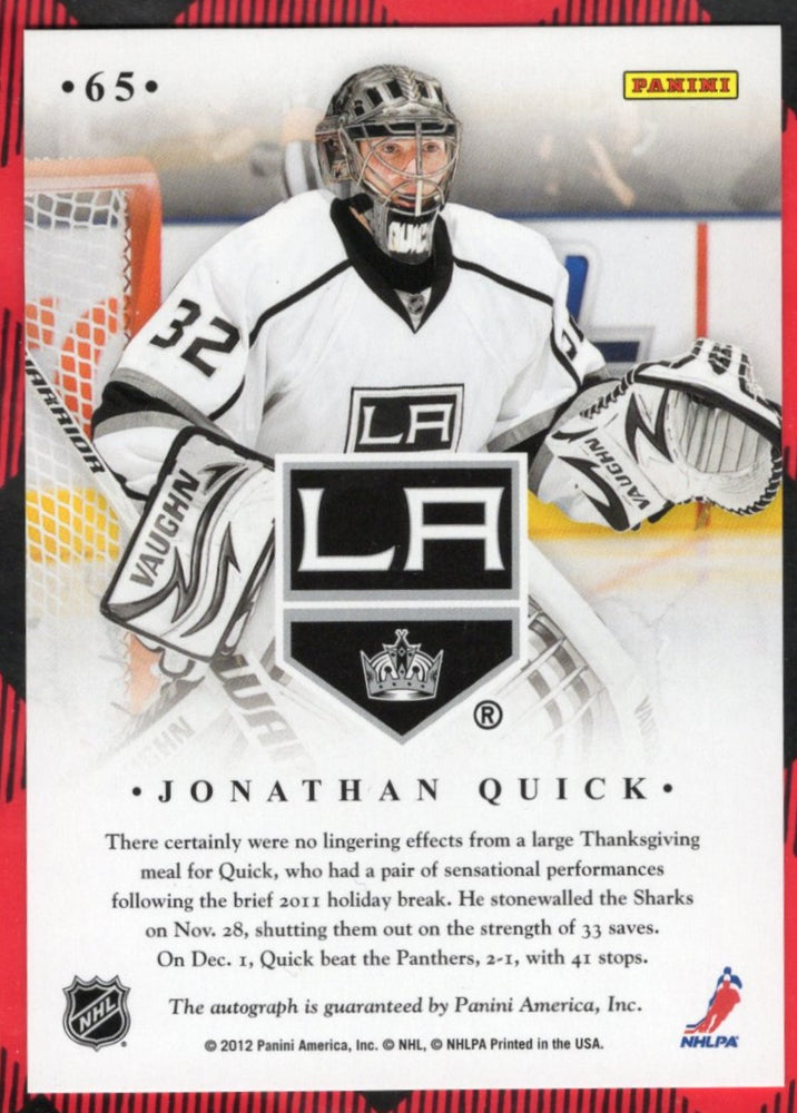 2011-12 Panini Elite Elite Signings #65 Auto Jonathan Quick
