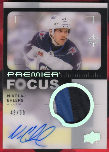 2023-24 Upper Deck Premier Hockey Premier Focus Pfp-Ne Auto Nikolaj Ehlers /50