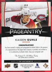 2023-24 Upper Deck Sp Authentic Pageantry P-9 Auto Kaiden Guhle