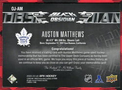 2022-23 Upper Deck Spx Obsidian Jersey Oj-Am Auston Matthews