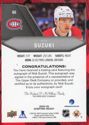 2024-25 Upper Deck Overtime Hockey Auto #65 Auto Nick Suzuki
