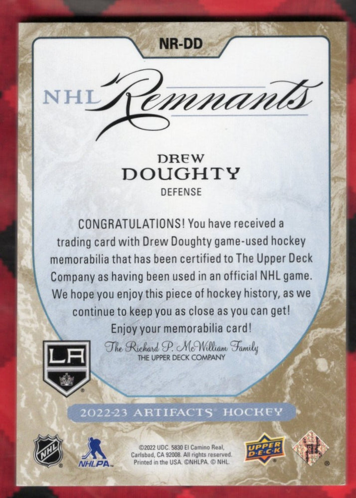 2022-23 Upper Deck Artifacts Nhl Remnants Nr-Dd Drew Doughty /25