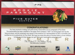 2020-21 Upper Deck Premier Rookie Paramount P-Ps Rookie Rc Auto Puis Suter /99