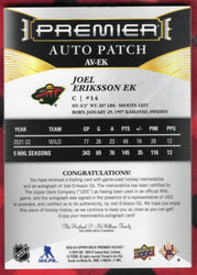 2022-23 Upper Deck Premier Hockey Premier Auto Patch Av-Ek Auto Joel Eriksson Ek /10