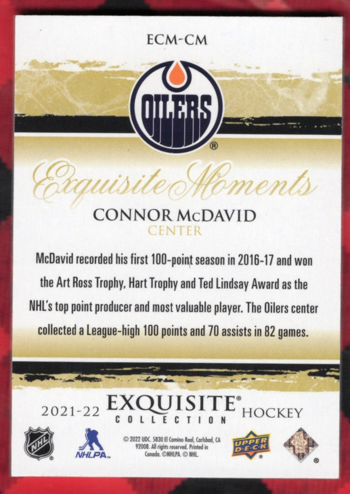 2021-22 Upper Deck Exquisite Collection Exquisite Moments Ecm-Cm Connor Mcdavid 5/5