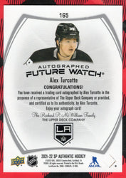 2021-22 Upper Deck Sp Authentic Autographed Future Watch #165 Rookie Rc Auto Alex Turcotte /999