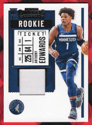 2020-21 Panini Contenders Rookie Ticket Patch Rs-Aew Rookie Rc Anthony Edwards