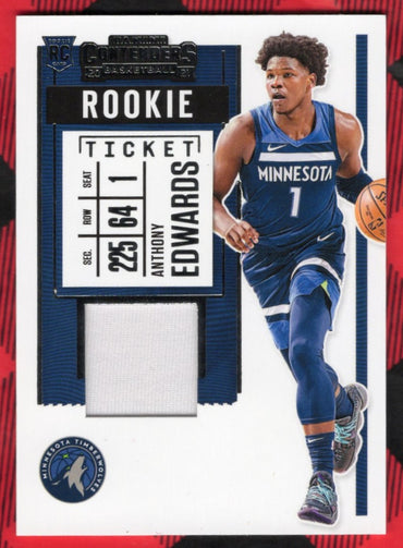 2020-21 Panini Contenders Rookie Ticket Patch Rs-Aew Rookie Rc Anthony Edwards