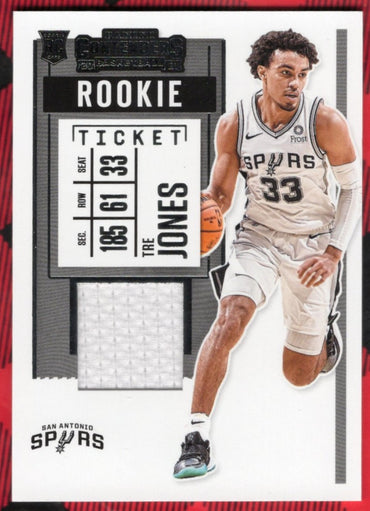2020-21 Panini Contenders Rookie Ticket Patch Rd-Tjn Rookie Rc Tre Jones