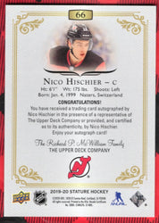 2019-20 Upper Deck Stature Green Auto #66 Auto Nico Hischier (1)/65