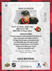 2024-25 Upper Deck Artifacts Gold Material #60 Drake Batherson /299