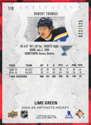 2025-26 Upper Deck Artifacts Lime Green (Error) #118 Robert Thomas /125