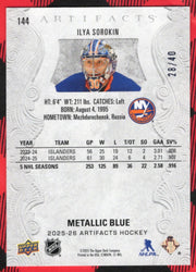2025-26 Upper Deck Artifacts Metallic Blue #144 Ilya Sorokin /40