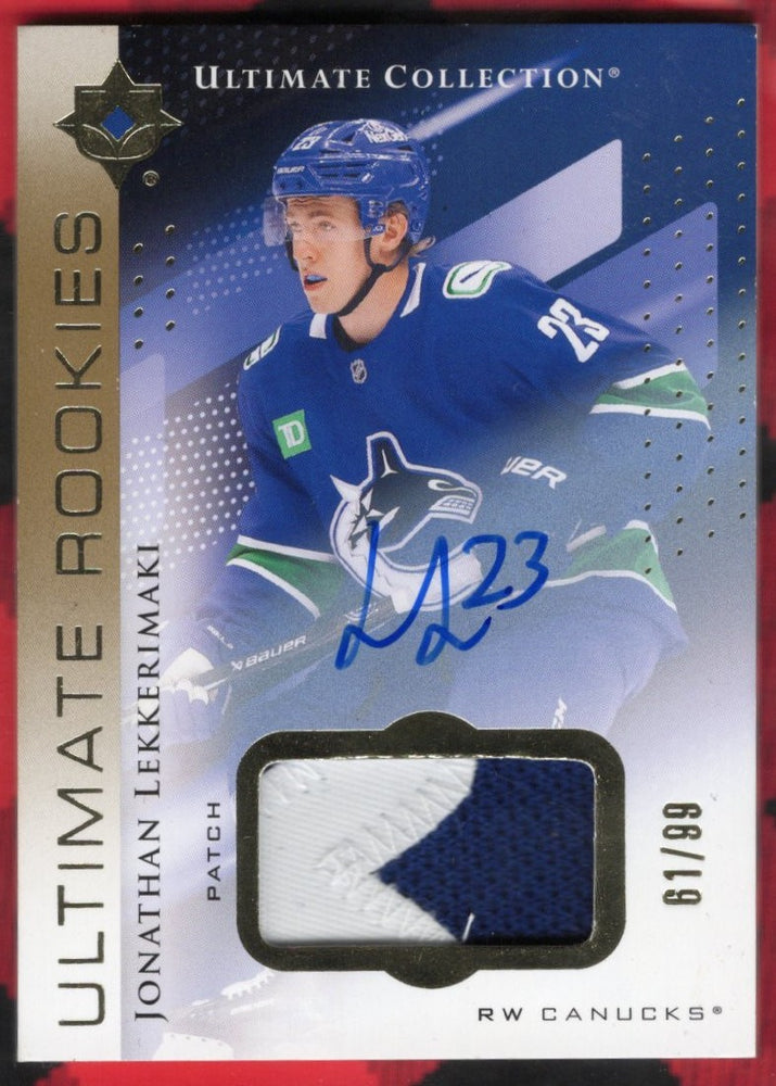 2024-25 Upper Deck Ultimate Collection Ultimate Rookies #107 Rookie Rc Auto Jonathan Lekkerimaki /99