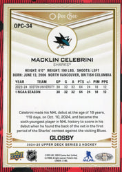 2024-25 Upper Deck Series 2 Glossy Opc-34 Rookie Rc Macklin Celebrini