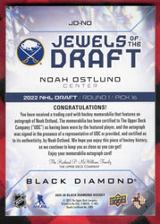 2025-26 Upper Deck Black Diamond Jewels Of The Draft Dd-No Rookie Rc Auto Noah Ostlund /49