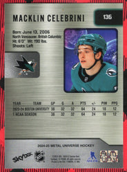 2024-25 Skybox Metal Universe Rookie #136 Rookie Rc Macklin Celebrini
