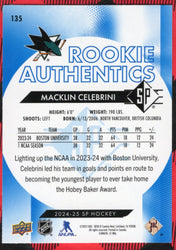 2024-25 Upper Deck Sp Hockey Rookie Authentics #135 Rookie Rc Macklin Celebrini