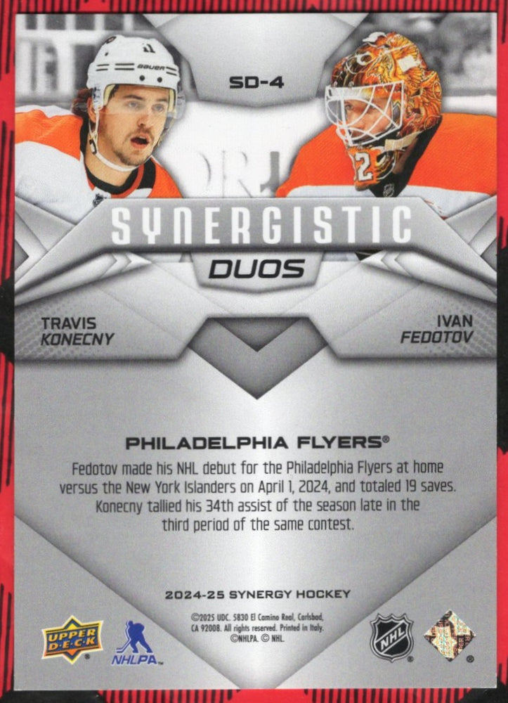 2024-25 Upper Deck Synergy Synergistic Duos Sd-4 Travis Konecny Ivan Fedotov /25