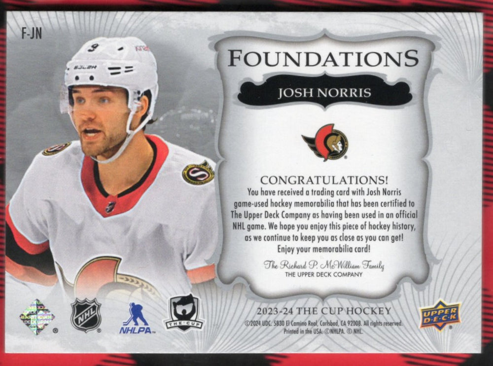 2023-24 Upper Deck The Cup Foundations F-Jn Josh Norris (1)/49