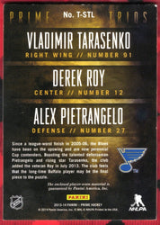 2013-14 Panini Prime Hockey Prime Trios T-Stl Vladmir Tarasenko Derek Roy Alex Pietrangelo /100