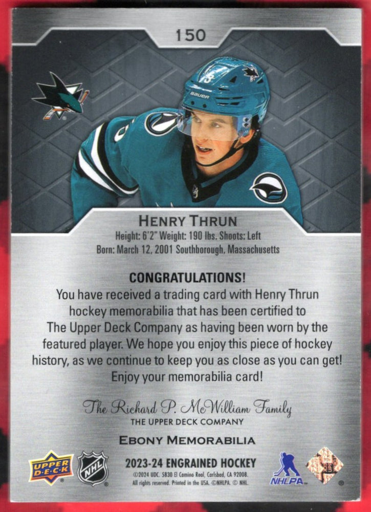 2023-24 Upper Deck Engrained Rookie Patch #150 Rookie Rc Henry Thrun (1)/35