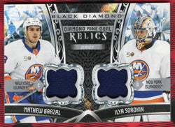 2022-23 Upper Deck Black Diamond Diamond Mine Dual Relics Dmdr-Ms Mathew Barzal Ilya Sorokin