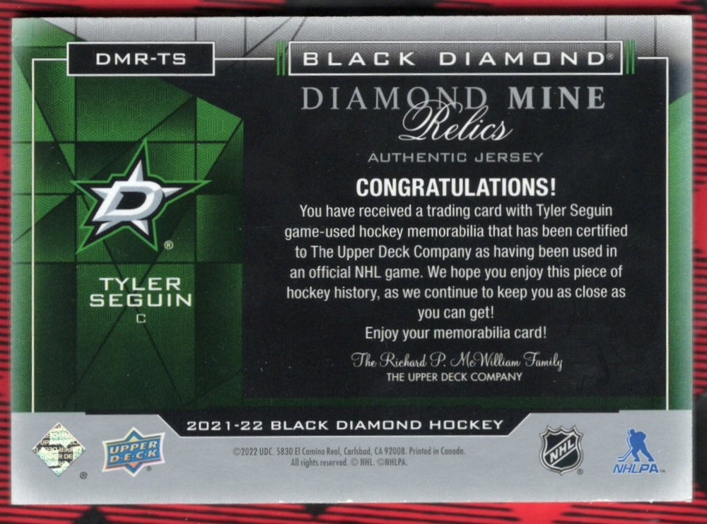 2021-22 Upper Deck Black Diamond Diamond Mine Relics Dmr-Ts Tyler Seguin