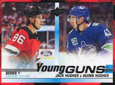 2019-20 Upper Deck Series 1 Young Guns Checklist #250 Rookie Rc Jack Hughes Quinn Hughes