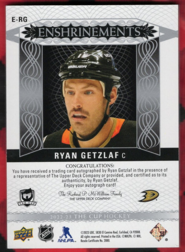 2022-23 Upper Deck The Cup Enshrinements E-Rg Auto Ryan Getzlaf /99